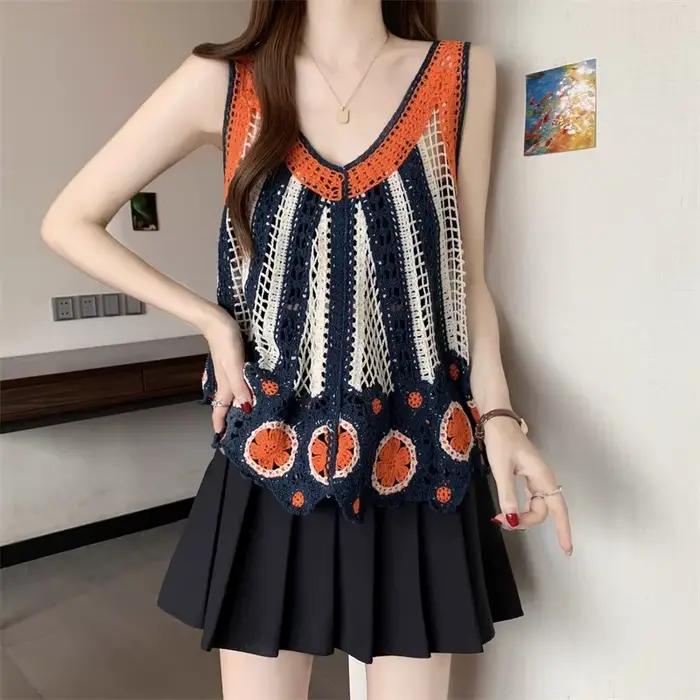 Débardeur brodé au Crochet pour femmes