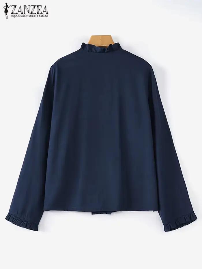 ZANZEA femmes élégantes chemisier à volants chemises à manches longues 2025 mode décontracté élégant boutonné vêtements d'extérieur Cardigan manteaux Feminina