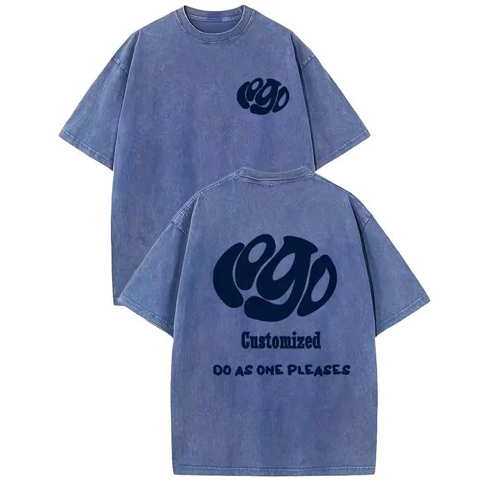 T-shirt homme 100% coton hip hop streetwear décontracté avec logo personnalisé surdimensionné haut délavé pour tous les jours et occasions spéciales