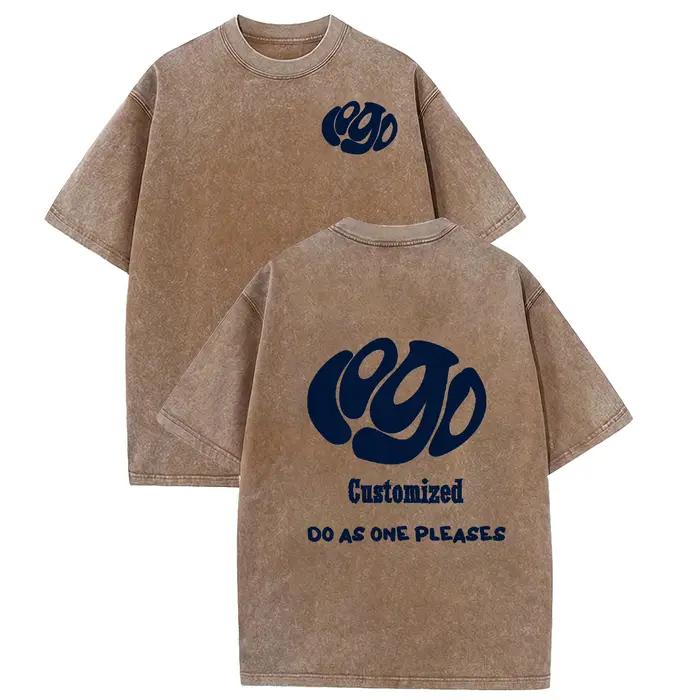 T-shirt homme 100% coton hip hop streetwear décontracté avec logo personnalisé surdimensionné haut délavé pour tous les jours et occasions spéciales
