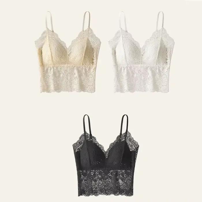 Débardeur court en dentelle française sans couture
