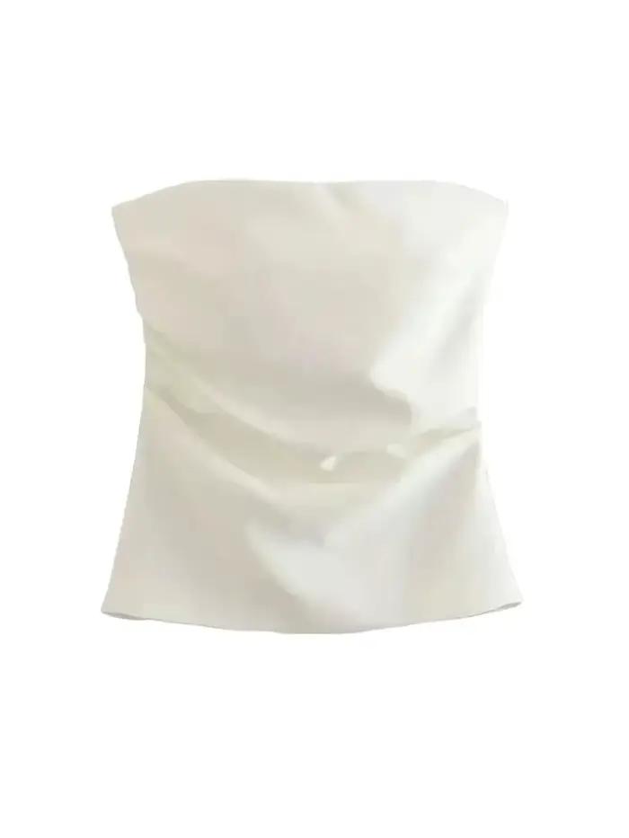 Hauts bustier drapés sans bretelles pour femmes