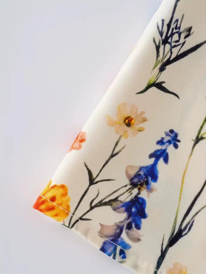 Robe chemise boutonnée à imprimé floral coloré beige pour femme