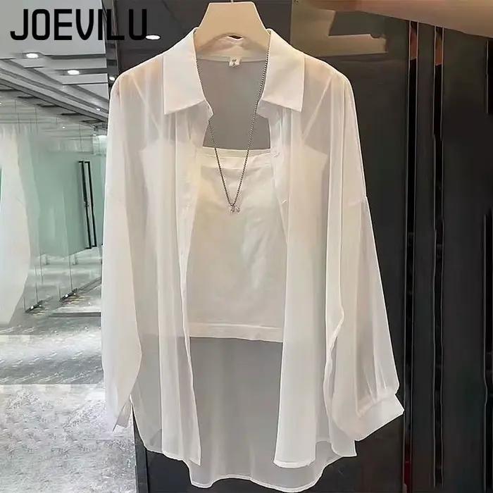 Chemise en mousseline de soie transparente pour femmes