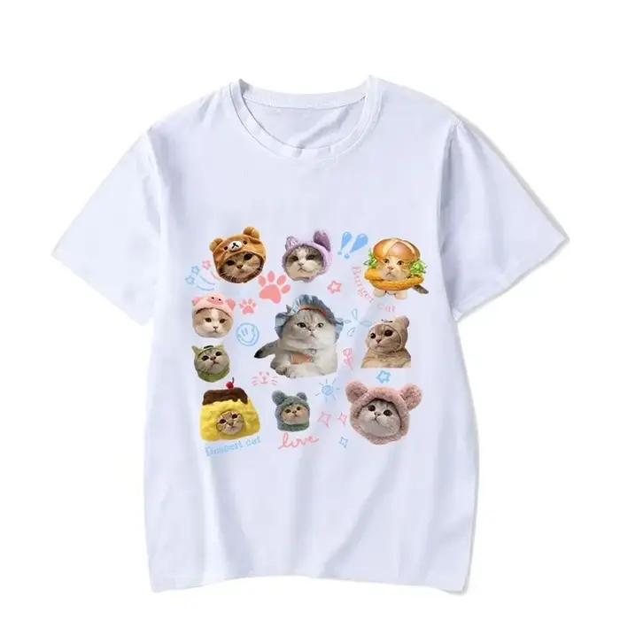 Blouse Kawaii Chaton Imprimé Vintage pour Femmes Occasions Spéciales Polyester Décontracté