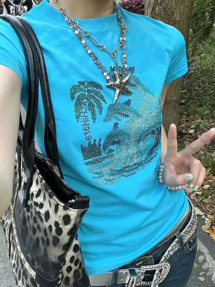 T-shirt bleu pour femmes