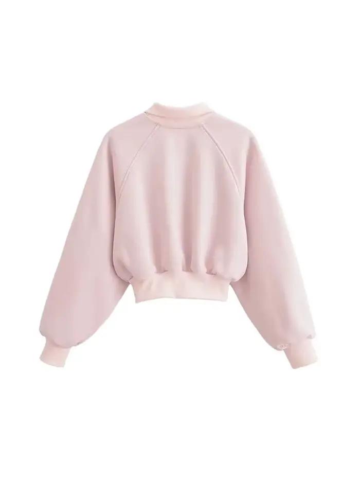 Femmes mode avec fermeture éclair recadrée sweat et taille moyenne dos