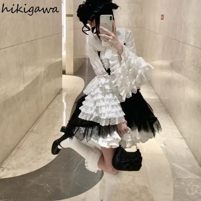 Chemisier Lolita en coton polyester avec col Claudine et dentelle pour femmes, idéal pour les mariages et événements formels
