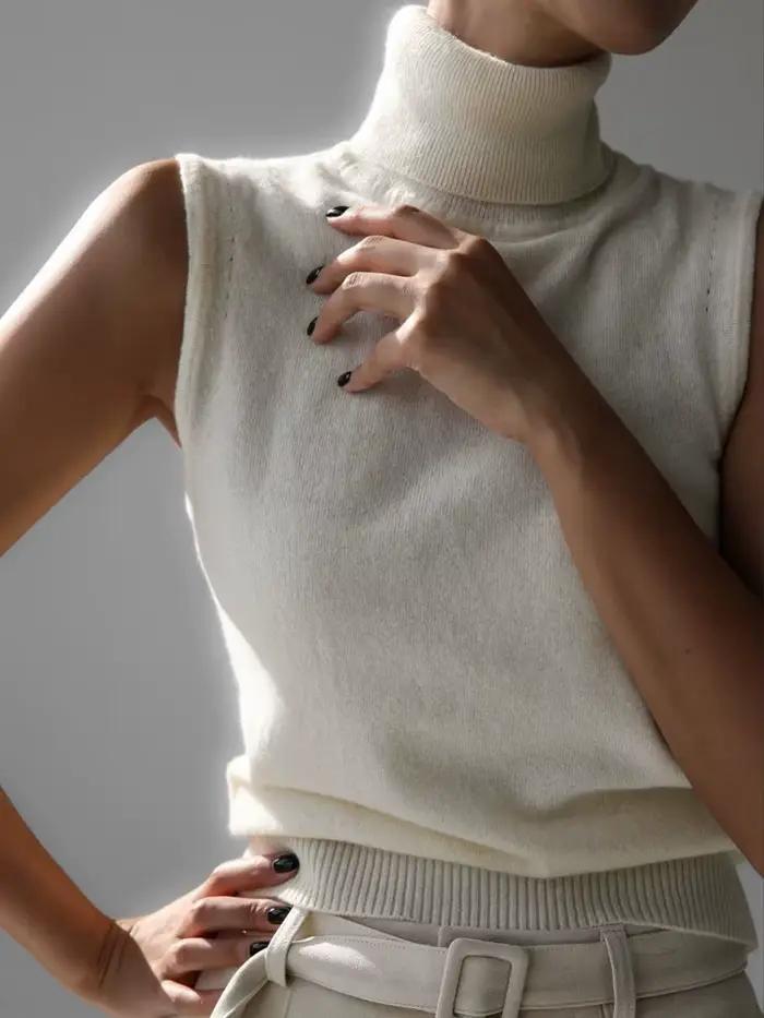 Débardeur col roulé de Blubelle en polyester, nylon et viscose pour femmes d'âge moyen, style bureau, coupe ajustée, tissu doux et extensible pour toutes les occasions