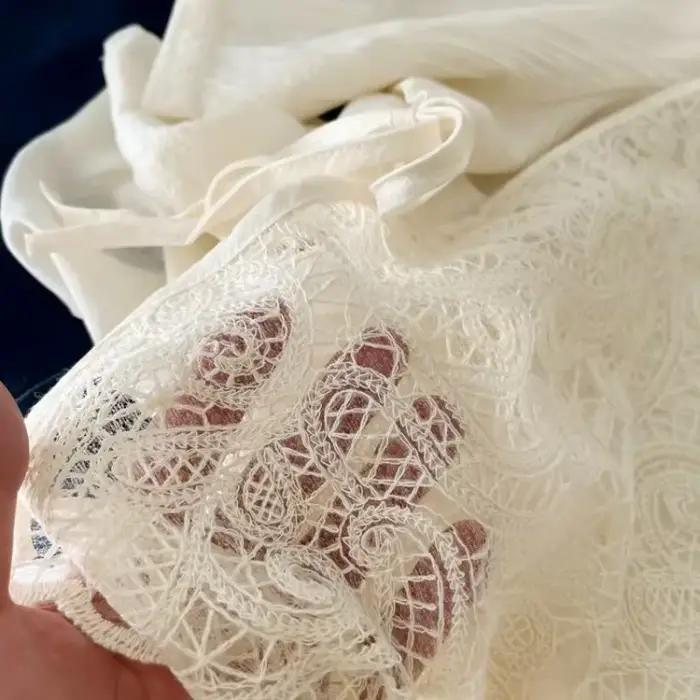 Deux chemisier femmes vêtements 2025 Camisas De Mujer chemises d'été amples Patchwork dentelle Vintage col rond manches courtes Blouses hauts
