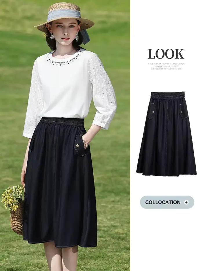 I BELIEVE YOU Blouse blanche brodée à col rond pour femme