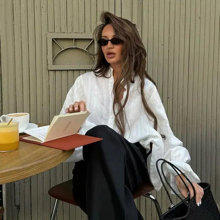 Mode chemises blanches femmes à manches longues surdimensionné Blouse 2025 nouveau printemps été Tops basiques coton