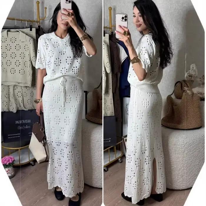 Ensemble 2 pièces sexy en crochet ajouré pour femme