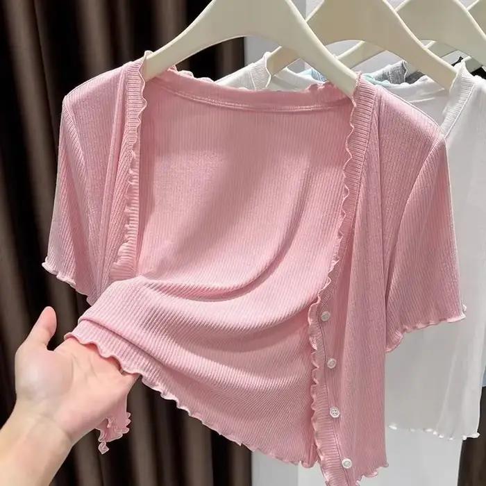 Cardigan ouvert à manches courtes pour femmes