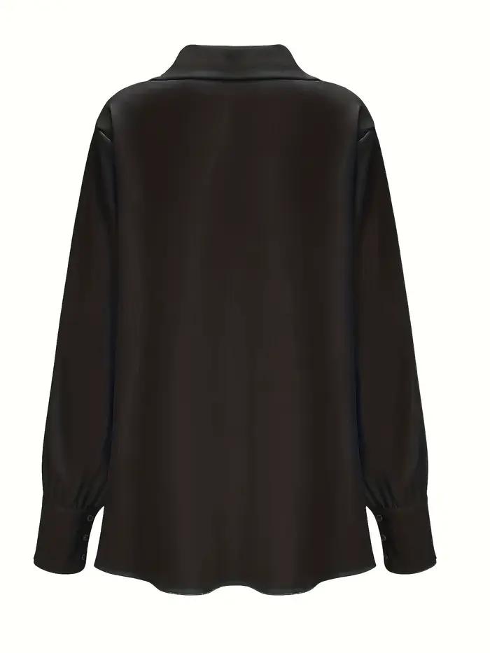 Chemise en satin à manches longues pour femme, coupe ample, décontractée