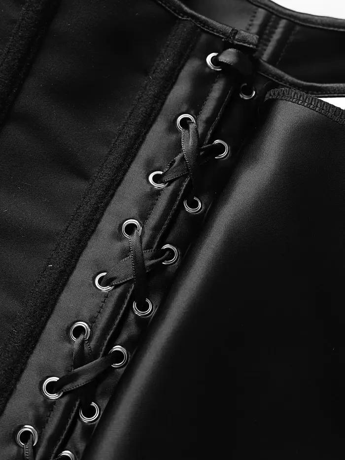 Corset noir punk style fille chaude à bretelles taille cintrée avec nœud pour femmes façonnant le haut