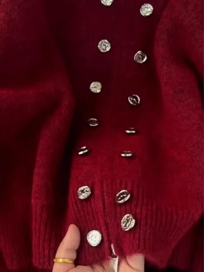 Cardigan tricoté moelleux de luxe pour femme, coupe ample, fermeture éclair totale, automne-hiver, années 2000, style décontracté élégant, pour sorties et événements formels