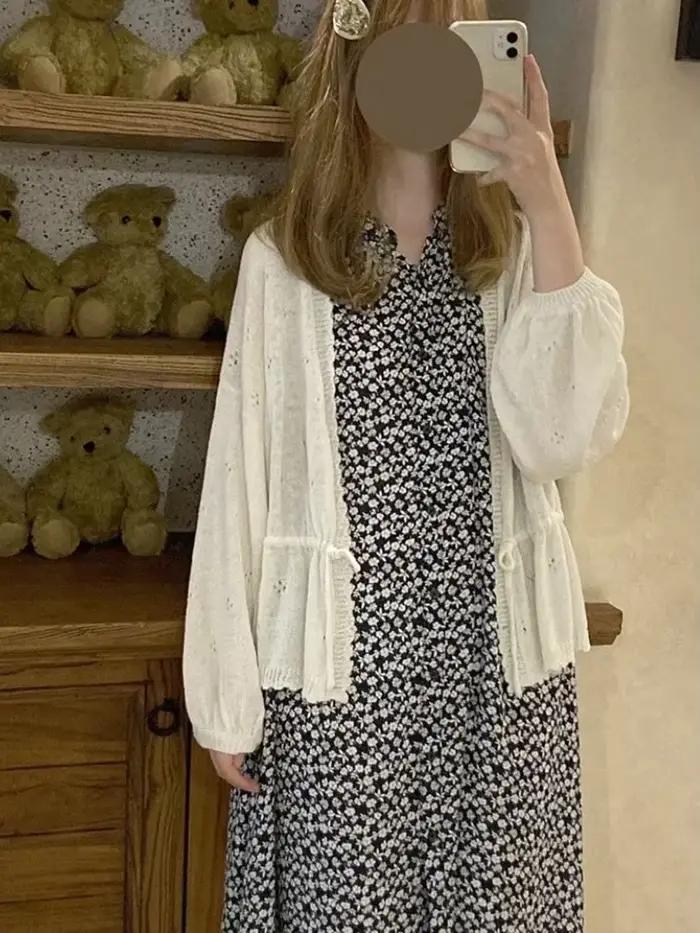 KOSAHIPastel-Cardigan Kawaii à Manches sulfpour Femme