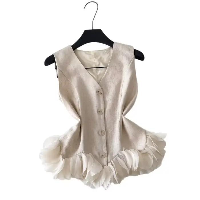 Hauts débardeurs col V kalenmos pour femmes élégants et sexy à volants style camisole coupe slim été 2026 occasions de bureau