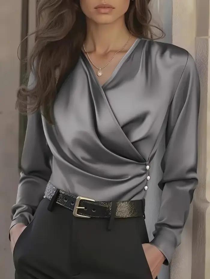 Femmes Blouses 2026 printemps été à manches longues Blouse femme