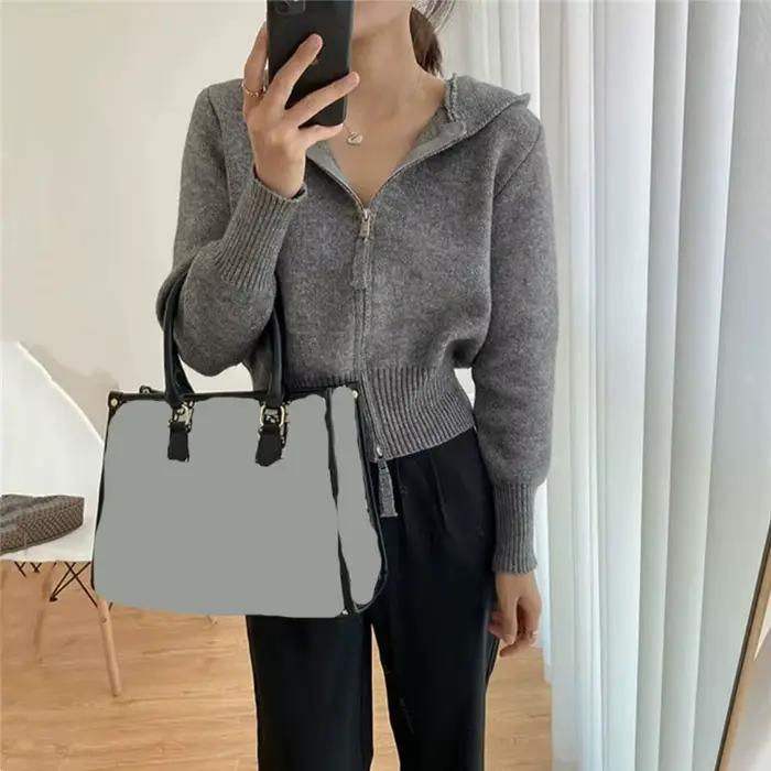 Cardigan zippé uni pour femme