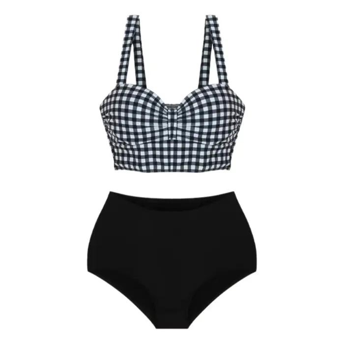 Maillot de bain deux pièces taille haute pour femme