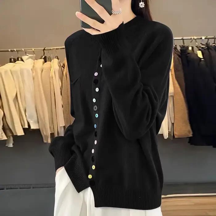 Cardigan en acrylique-coton pour femme, coupe ample, décontracté, automne-hiver, style vintage, occasions spéciales