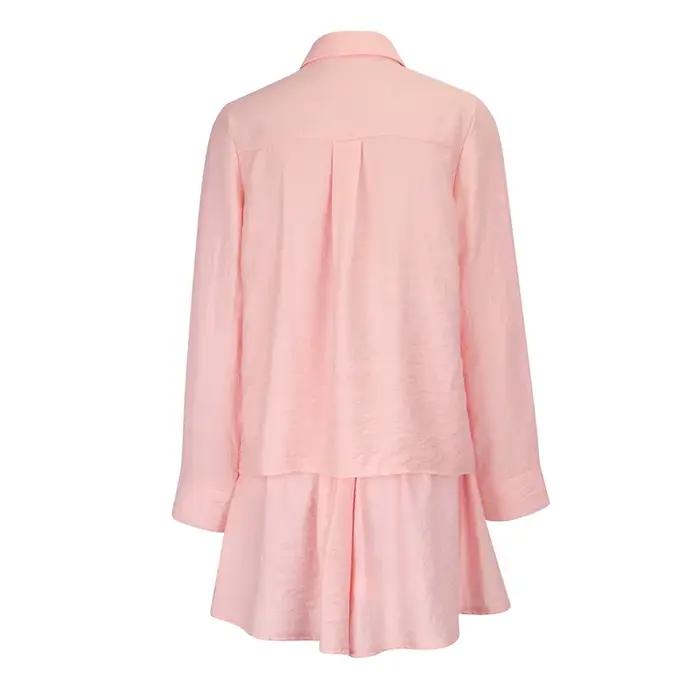 Ensemble 2 Pièces Femme : Blouse et Jupe – Nouvelle Collection Printemps – Style Streetwear Tendance – Col Rabattu