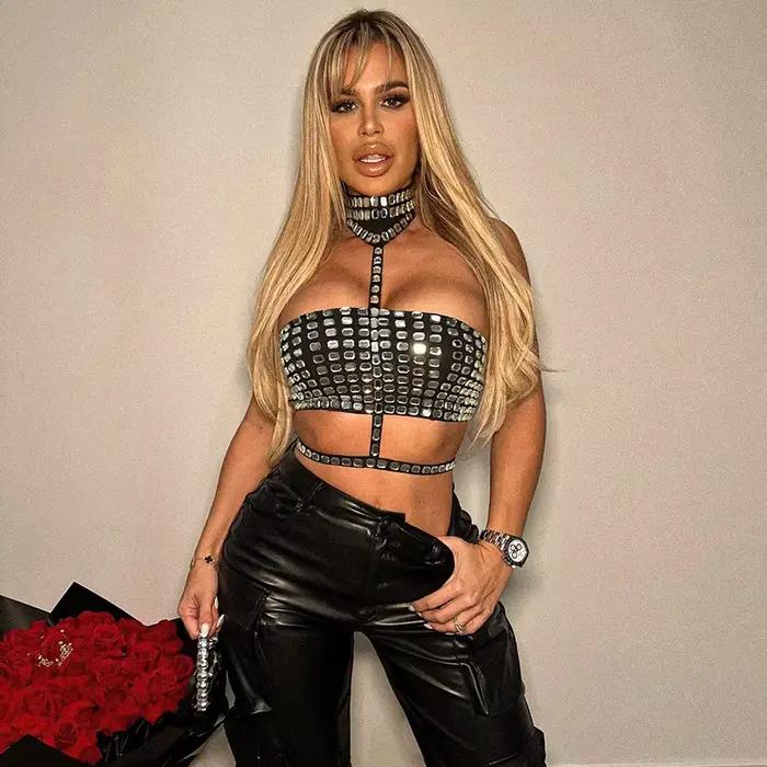 Nibber femmes Sexy épaules dénudées brillant haut court décontracté sans bretelles licou Streetwear mode Club fête dame débardeur été 2023