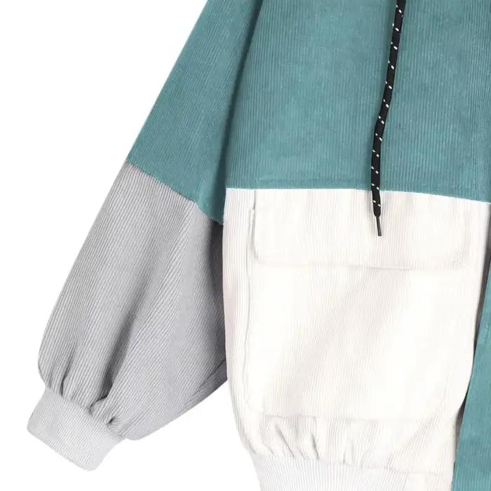 Veste en velours côtelé Bella Philosophy patchwork à boutons pour femme, élégante et polyvalente pour les occasions spéciales et les journées décontractées