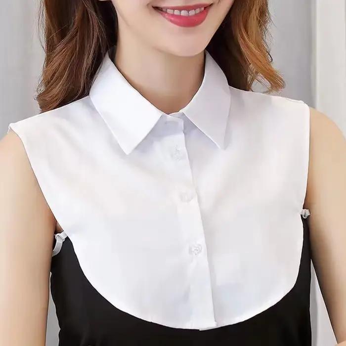 Demi-chemises classiques à faux col détachable pour femmes polyester style élégant occassions professionnelles et spéciales