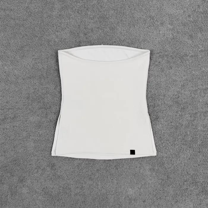 Haut court sans bretelles en coton mélange gaufré pour femme style décontracté et élégant pour le quotidien printemps été occasions spéciales comme Noël
