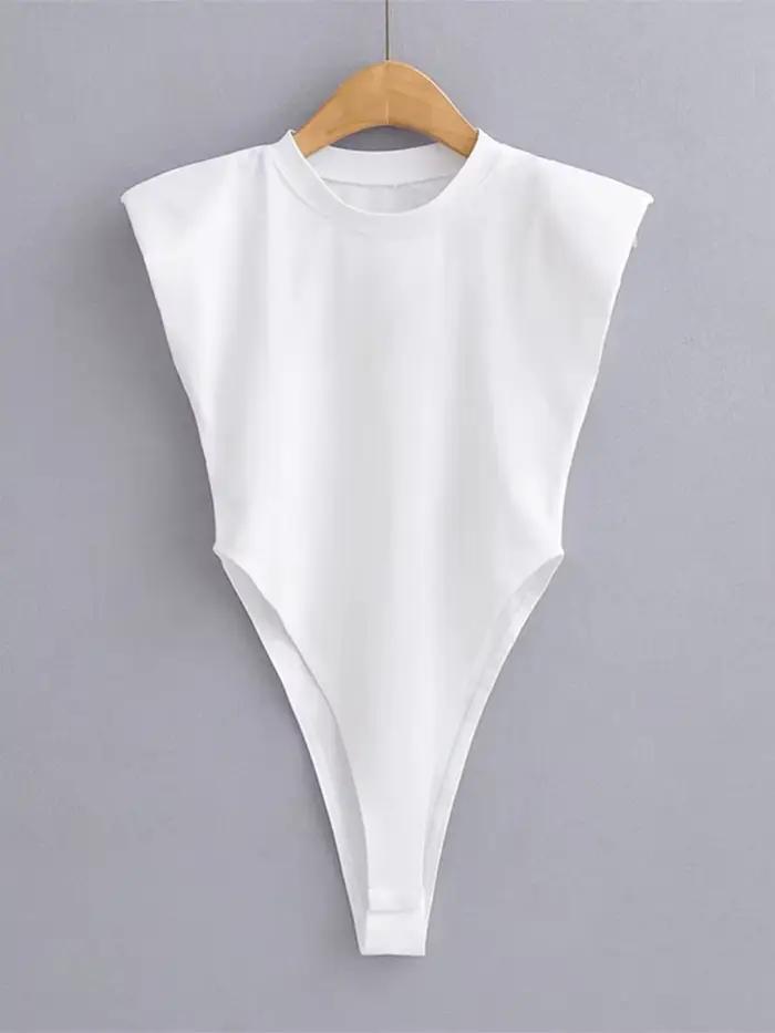 Hauts Sexy femmes été une pièce moulante Body rembourré épaule