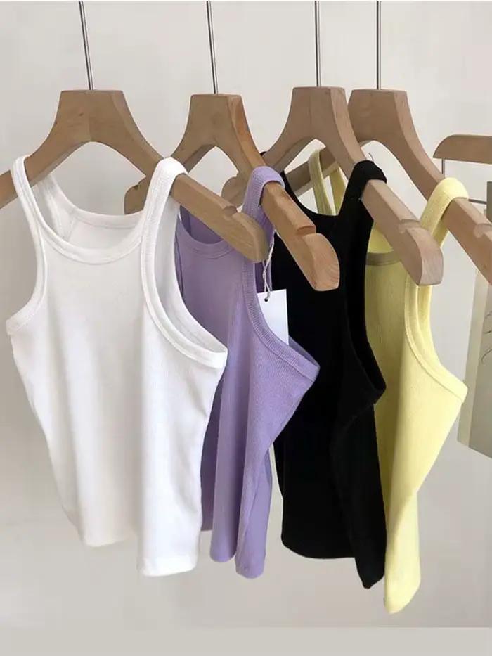 Débardeur sexy et moderne pour femmes, coton polyester, tricoté, élégant pour soirées et sorties, été 2025
