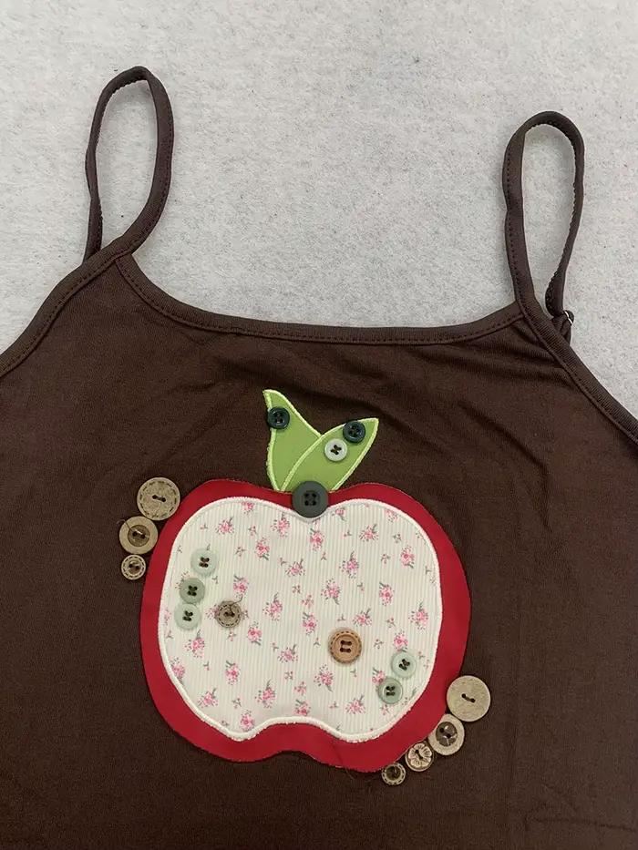 Débardeur Cami Marron Femme Tendance Y2K Vintage Décontracté avec Bretelles Fines Ajustables