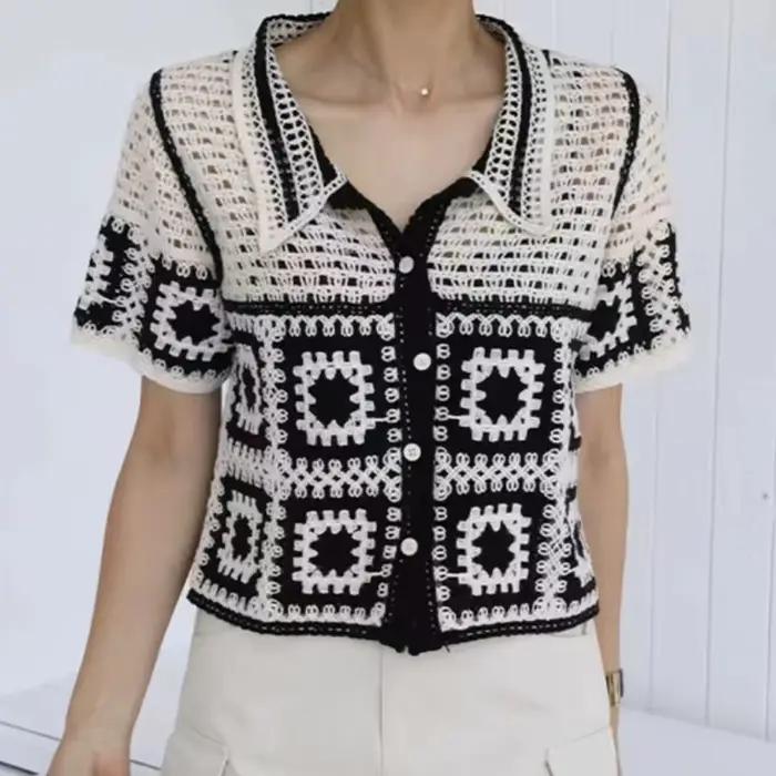 Granny – chemise carrée en Crochet pour femmes
