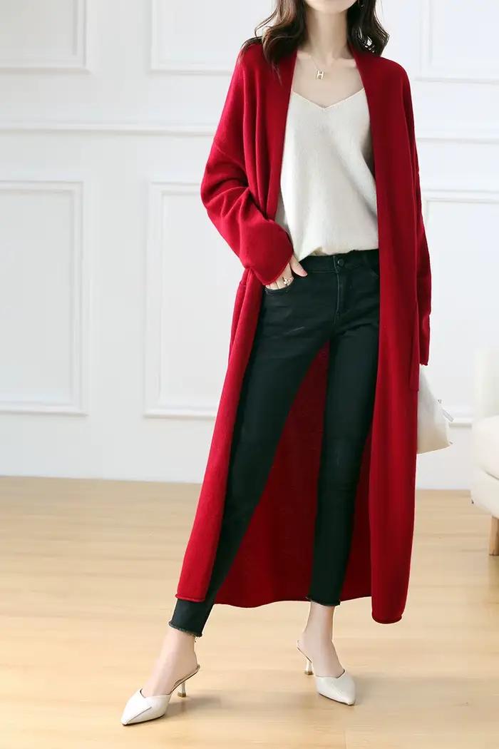 Cardigan en laine à col en V pour femme