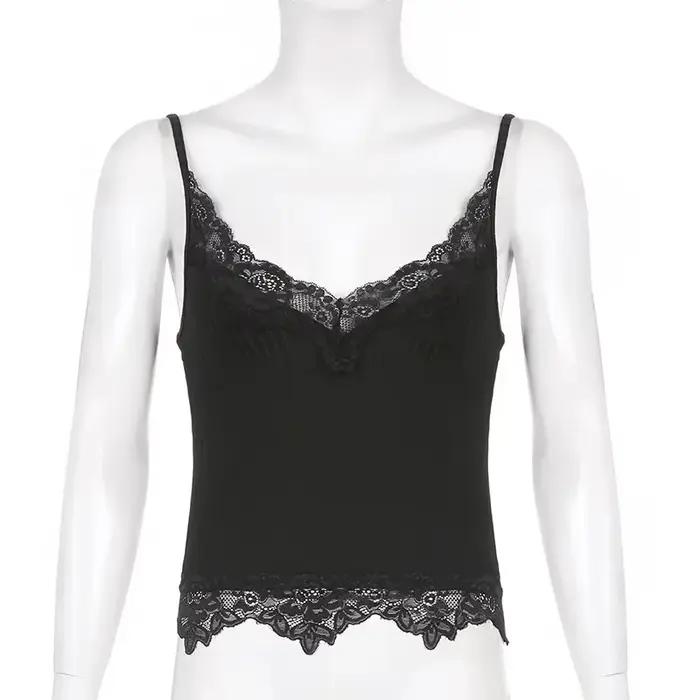 Débardeurs en dentelle patchwork style gothique 2026 pour femmes