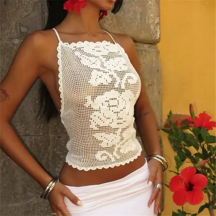 Débardeur bohème en crochet pour femme