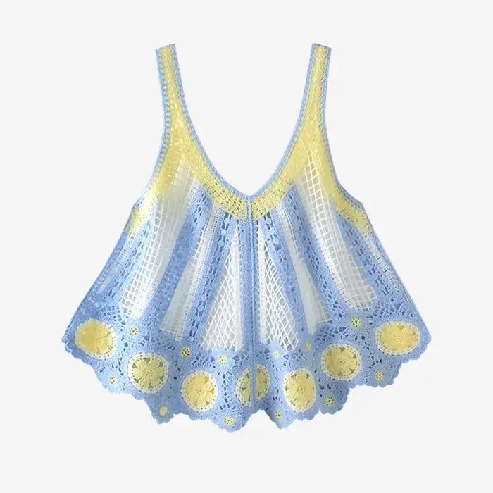 Débardeur brodé au Crochet pour femmes