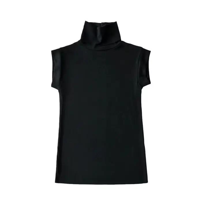 T-shirt blanc pour femmes élégant et moulant avec col haut et coupe ajustée pour affiner la silhouette occassions spéciales et quotidiennes