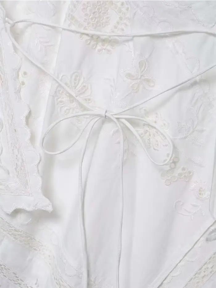 Nouvelles femmes broderie licou mode élégant haut court cravate femme 2025 sans manches dos nu hauts courts