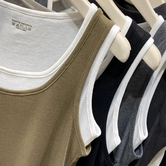 Faux débardeur deux pièces à col en U pour femmes