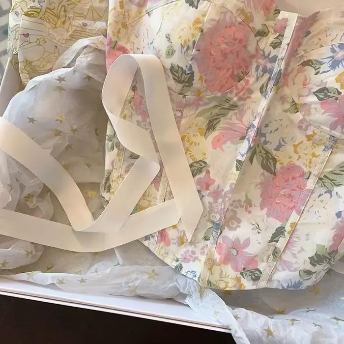 Haut Court artificiel astique Rose à Imprimé Floral pour Femme