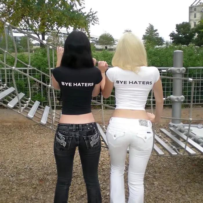 T-shirt gothique 'Hi Haters Letter', T-shirts sexy style urbain, Crop tops Harajuku, Hauts à manches courtes, Hauts moulants Fairy Grunge, Vêtements Y2K