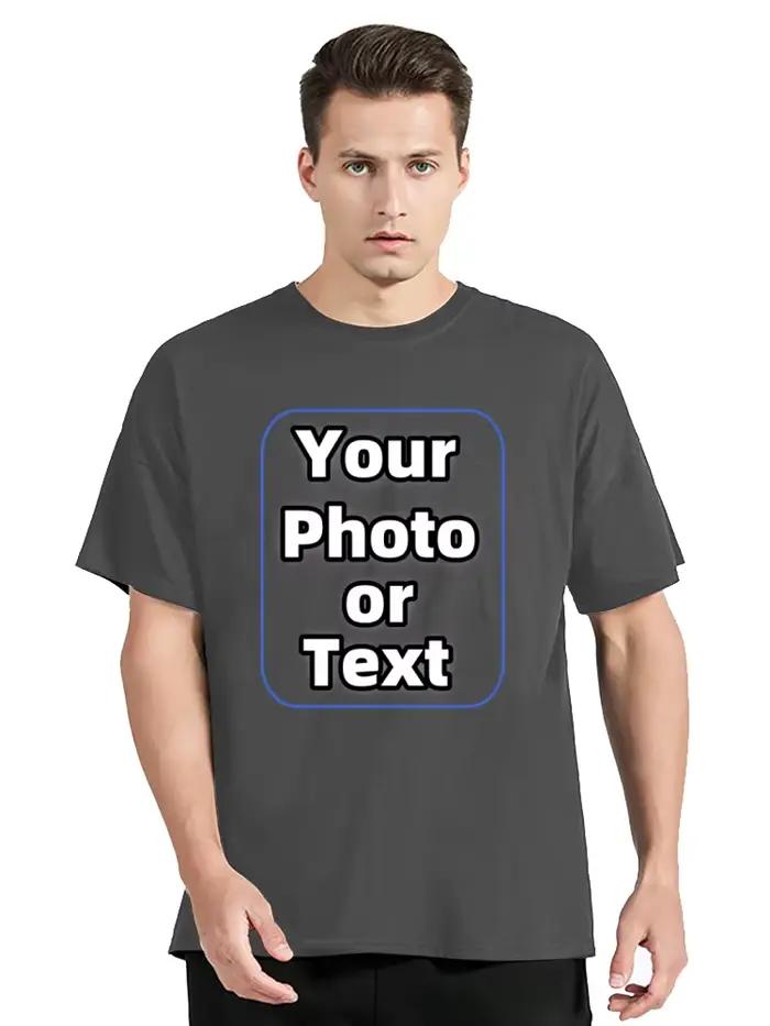 T-shirt personnalisé homme décontracté avec impression photo ou logo pour cadeau occasion spéciale