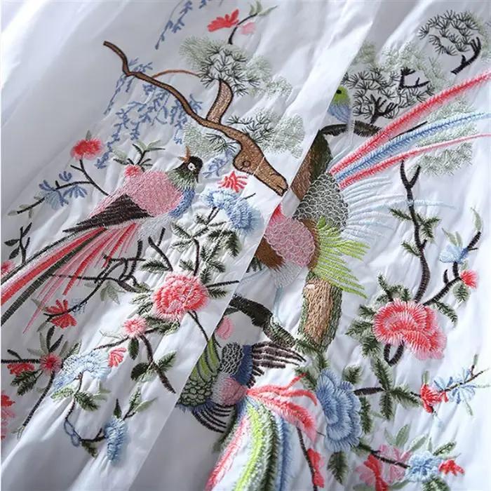 Chemisier d'art de littérature pour femmes chemise chine Blusas Chic broderie fleur Blouses