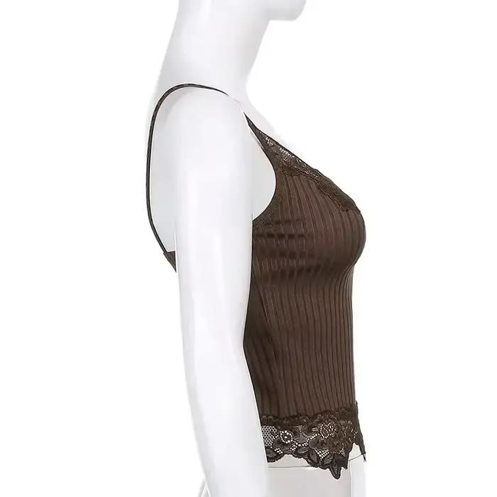 Débardeurs en dentelle patchwork style gothique 2026 pour femmes