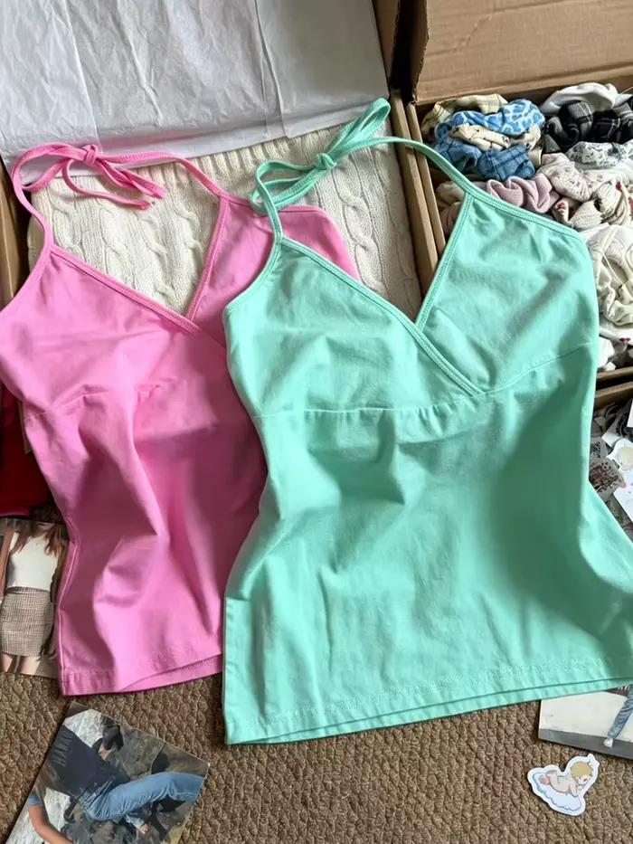 Débardeur court vert menthe pour femme