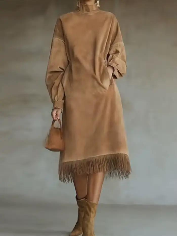 Robe en tricot à col roulé pour femmes